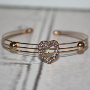 Beautiful gold and CZ heart cuff bracelet